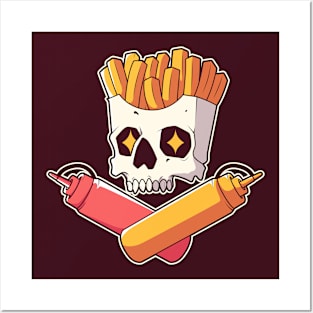 Killer Fast Food // Skull French Fries with Ketchup & Mustard Posters and Art